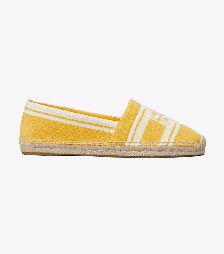Tory Burch designer espadrilles Double T Jacquard Espadrille in Mellow Yellow/ Ash White side