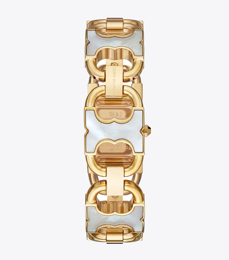 Tory Burch designer strap watches Double T Link Mop/Gold in GOLD/MOP front