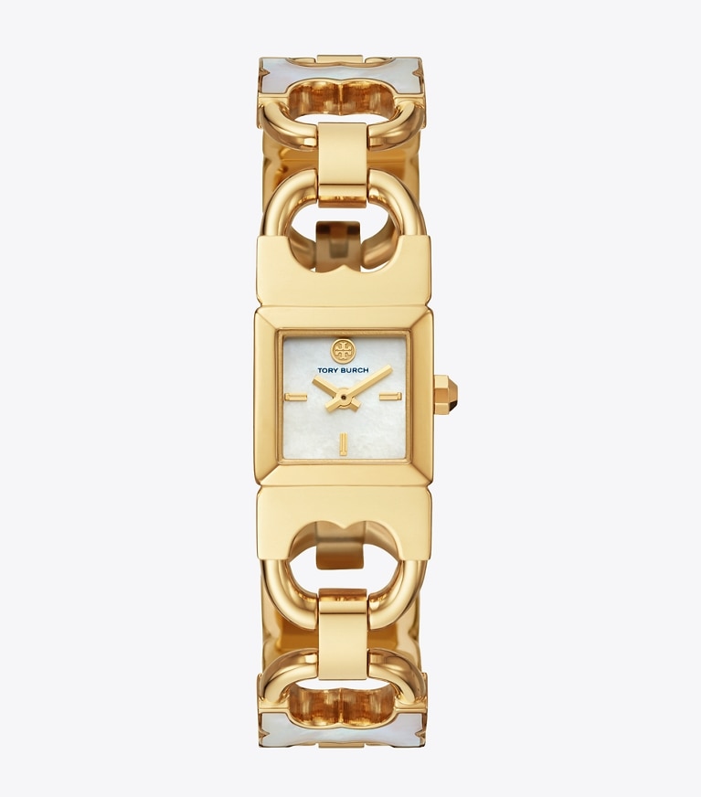 Tory Burch designer strap watches Double T Link Mop/Gold in GOLD/MOP front