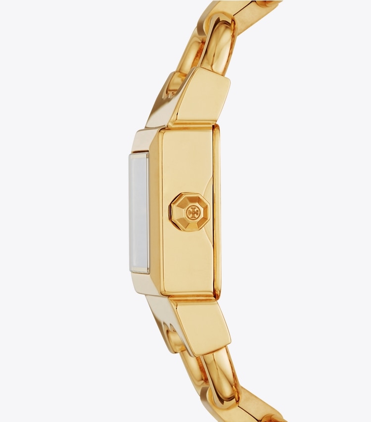 Tory Burch designer strap watches Double T Link Mop/Gold in GOLD/MOP side