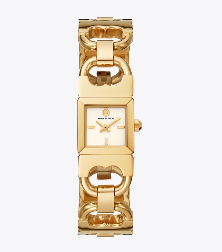 Double T Link Watch, Gold-Tone Stainless Steel/Ivory, 18 X 18 MM: Women's  Watches | Strap Watches | Tory Burch EU