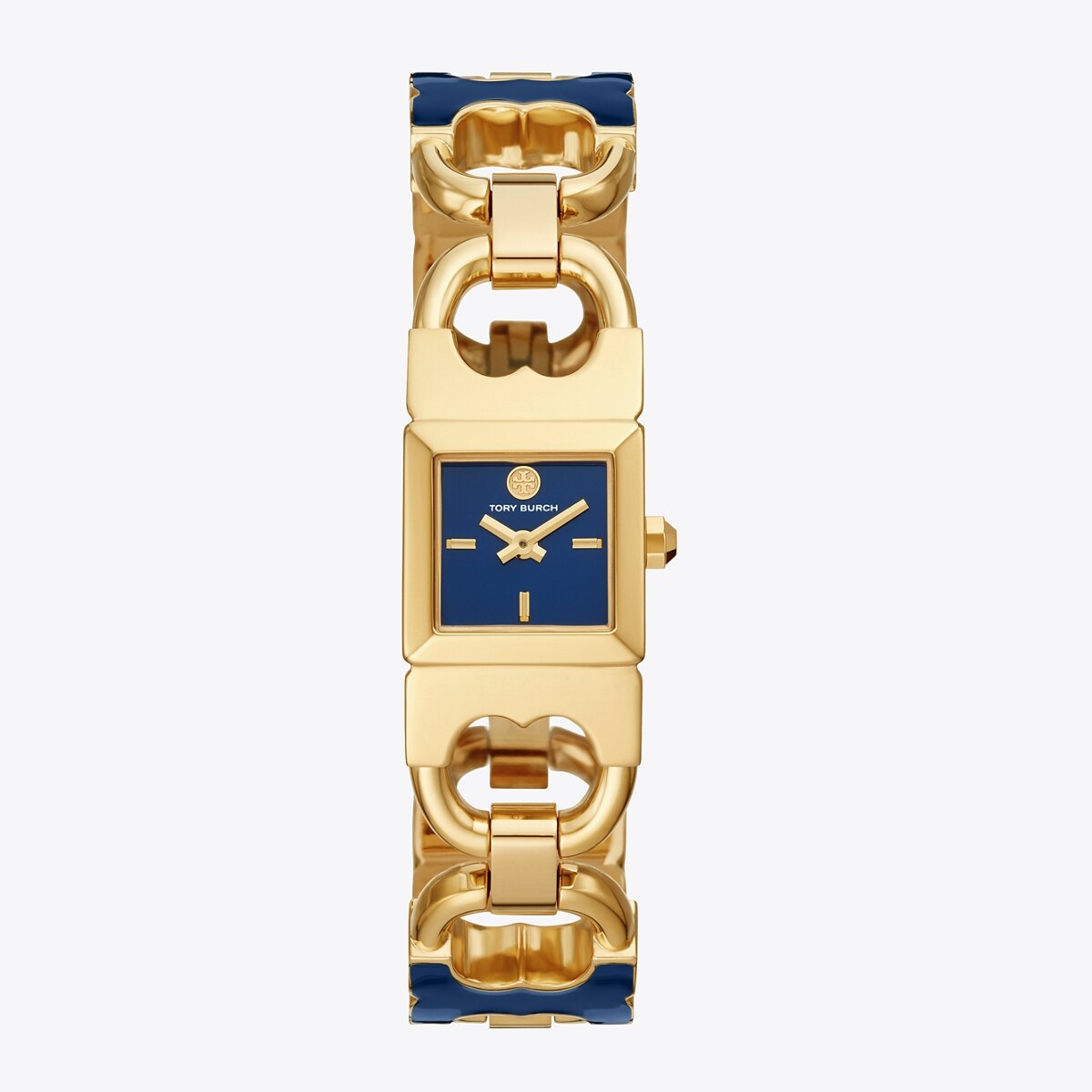 Double T Link Watch, Gold-Tone Stainless Steel/Navy, 18 X 18 MM: Women's  Designer Strap Watches | Tory Burch