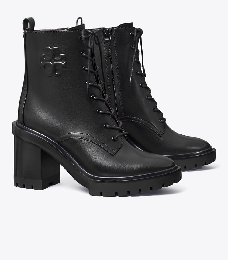 Tory Burch designer ankle boots Double T Lug Ankle Boot in PERFECT BLACK angle