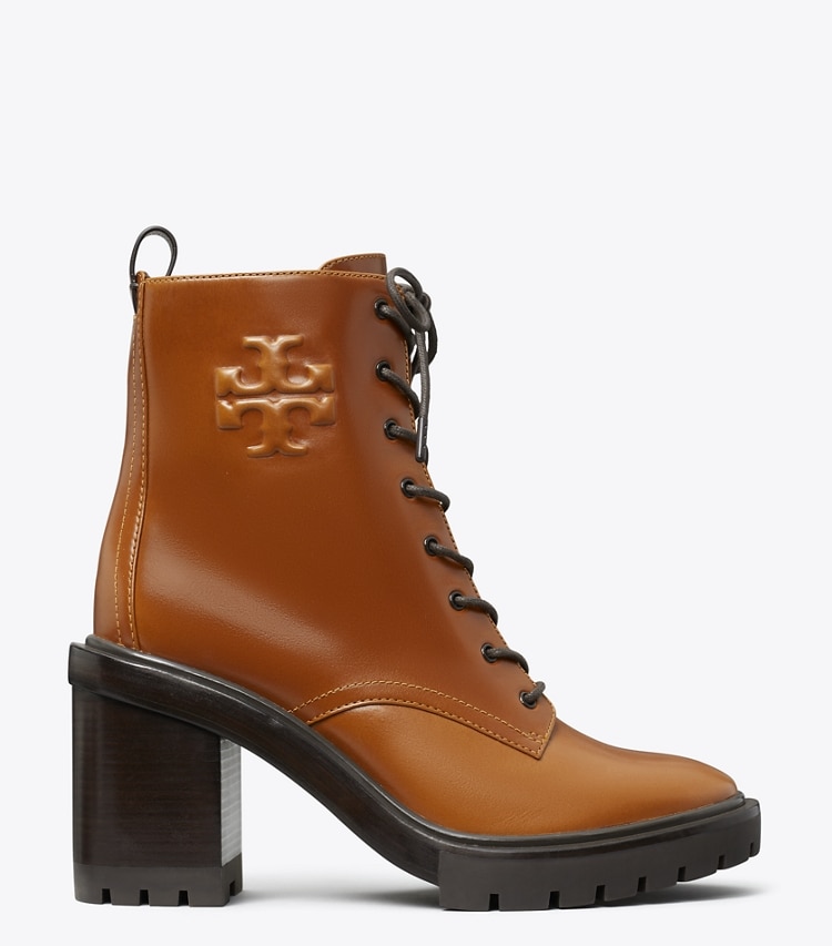 Tory Burch designer ankle boots Double T Lug Ankle Boot in SIERRA TAN side