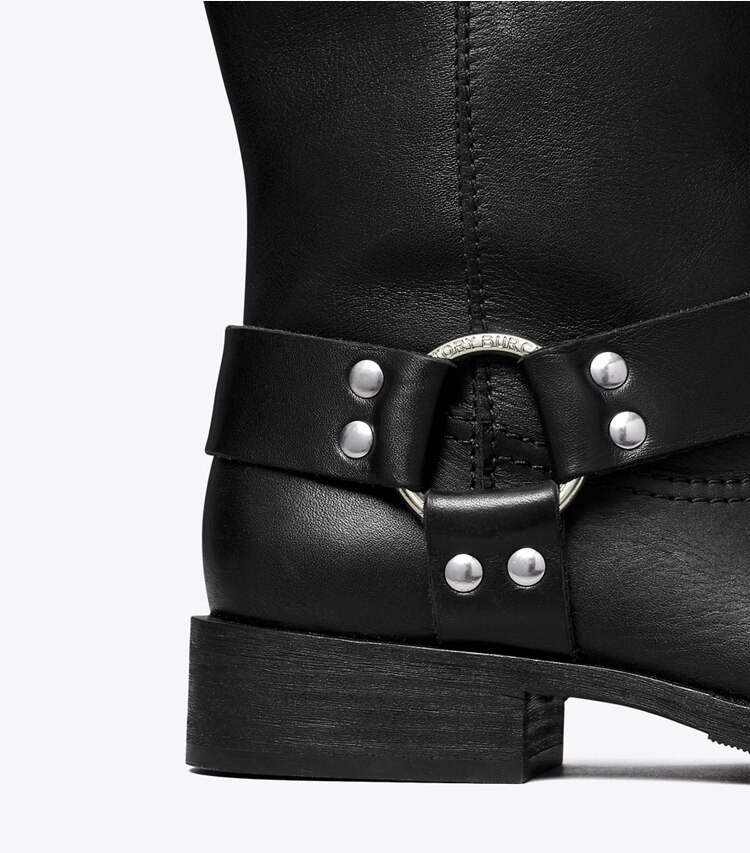 Tory Burch designer ankle boots Double T Moto Boot in PERFECT BLACK detail