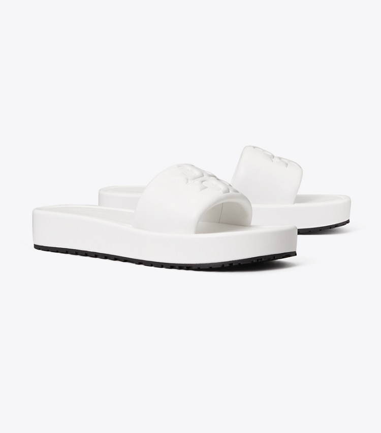 Tory Burch designer sandals Double T Sport Platform Slide in CIRRUS CLOUD angle