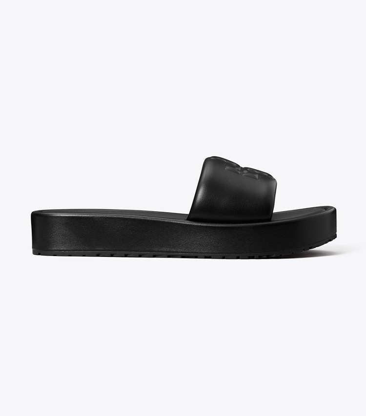 Tory Burch designer sandals Double T Sport Platform Slide in PERFECT BLACK side