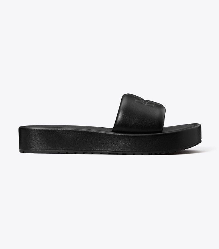 Tory Burch designer sandals Double T Sport Platform Slide in PERFECT BLACK side