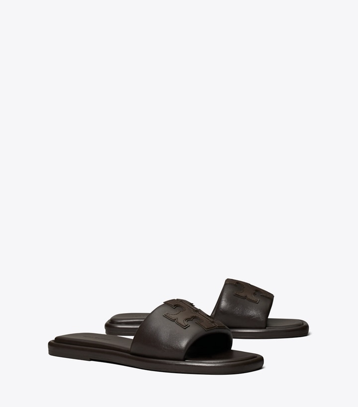 Tory Burch designer sandals Double T Sport Slide in COCOA angle