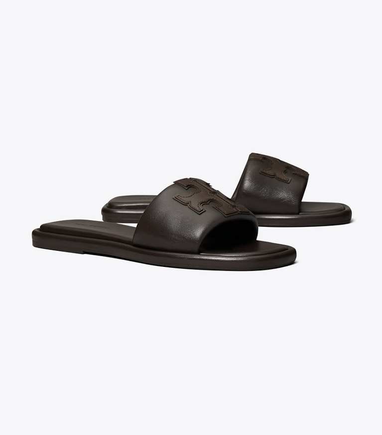 Tory Burch designer sandals Double T Sport Slide in COCOA angle