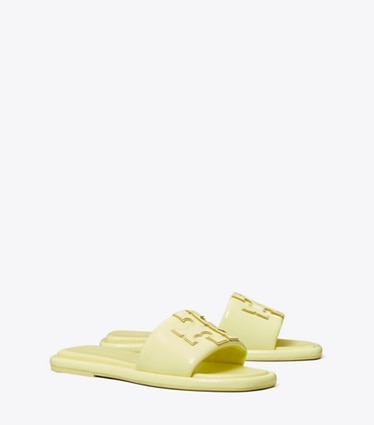 Tory Burch designer sandals Double T Sport Slide in FROZEN ZEST angle