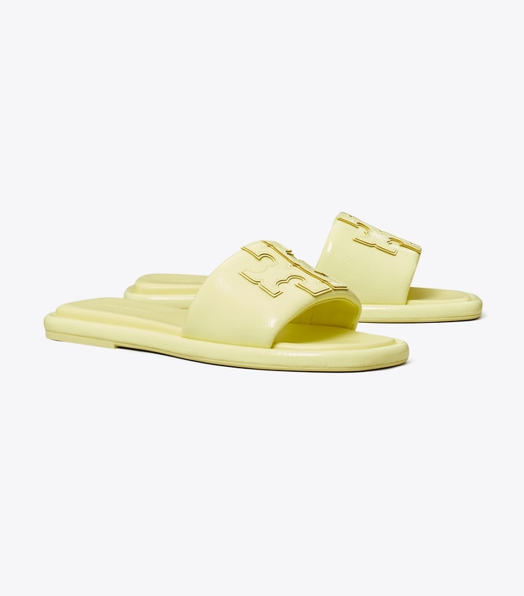 Tory Burch designer sandals Double T Sport Slide in FROZEN ZEST angle