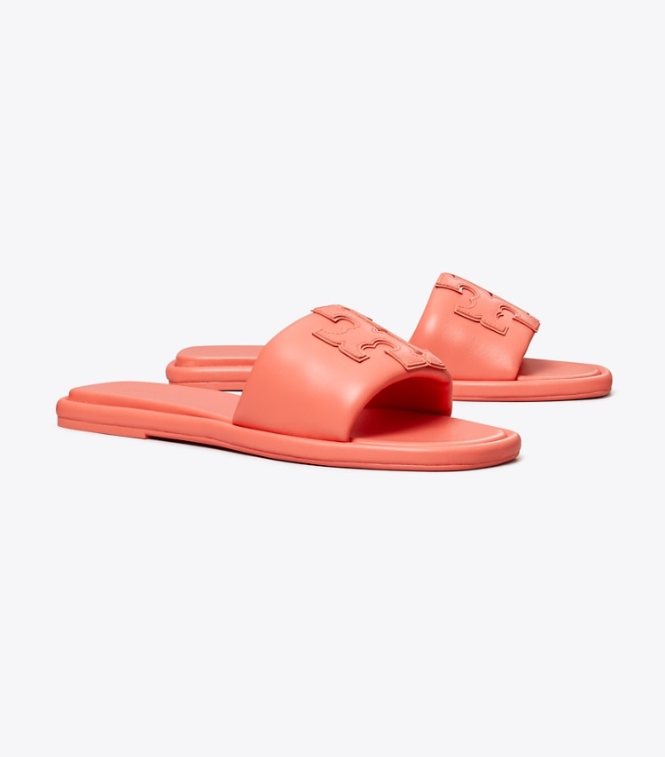 Tory Burch designer sandals Double T Sport Slide in Coral Crush angle