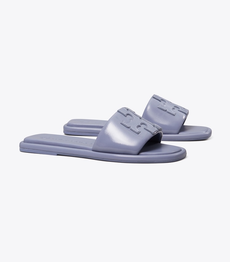 Tory Burch designer sandals Double T Sport Slide in DARK LOTUS  angle