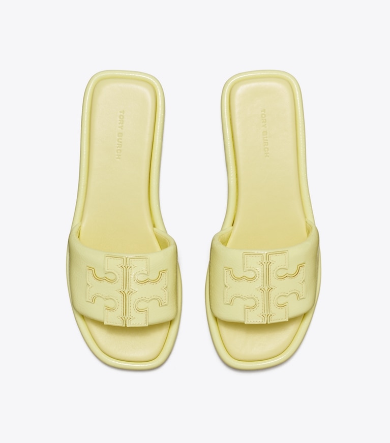 Tory Burch designer sandals Double T Sport Slide in FROZEN ZEST angle