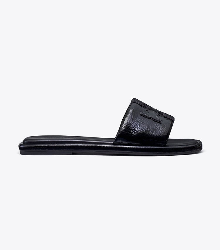 Tory Burch designer sandals Double T Sport Slide in PERFECT BLACK side