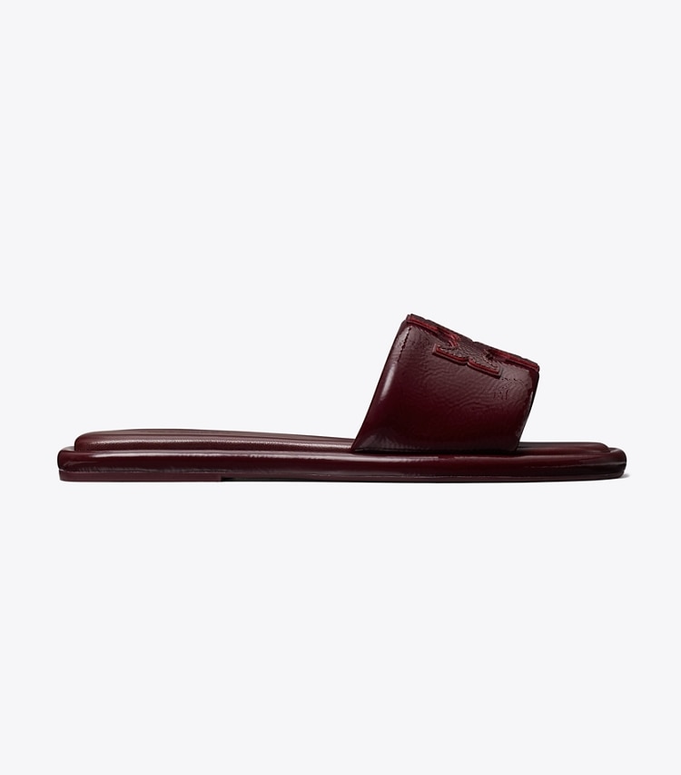 Tory Burch designer sandals Double T Sport Slide in MERLOT side