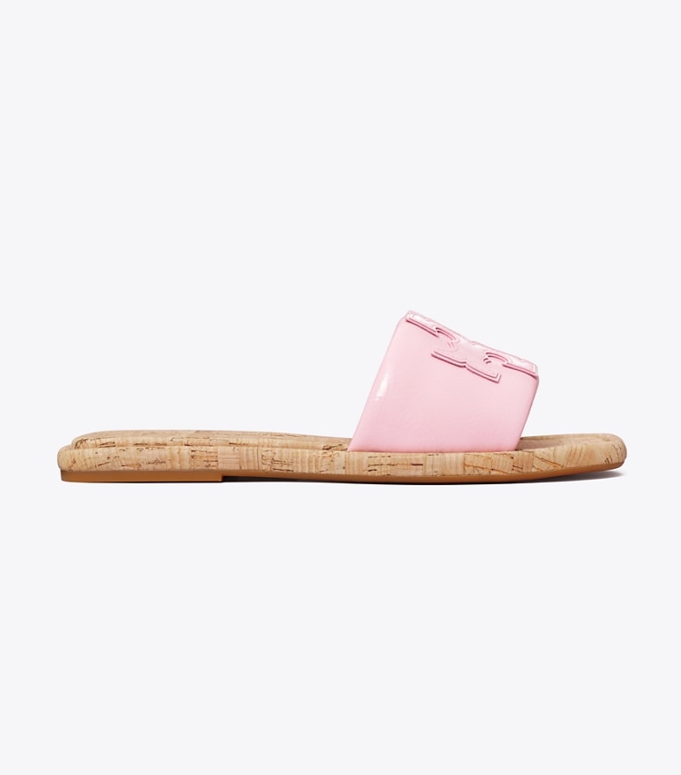 Tory Burch designer sandals Double T Sport Slide in PETUNIA / NATURAL side