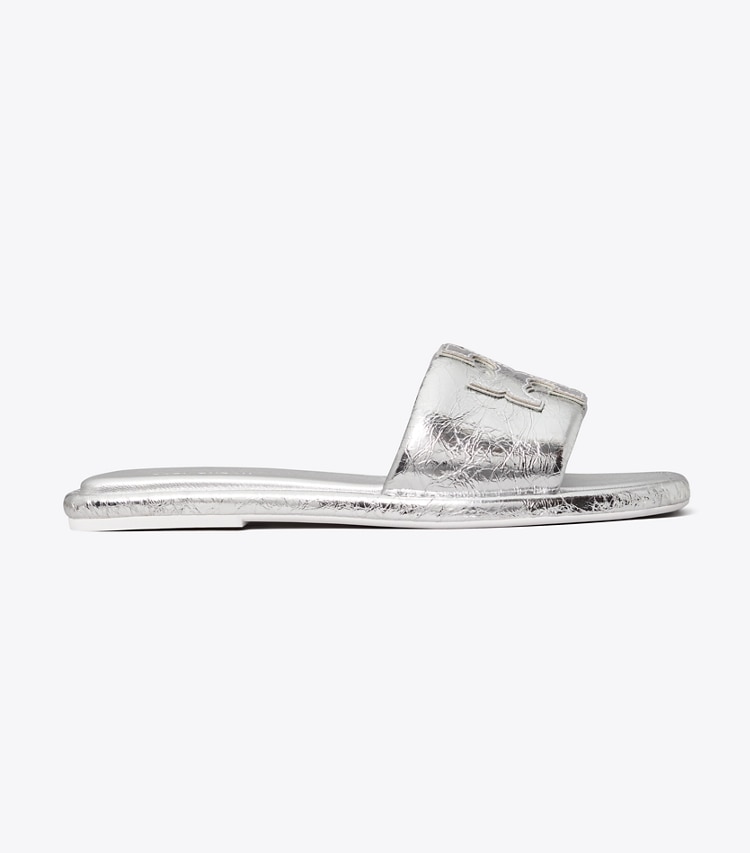 Tory Burch designer sandals Double T Sport Slide in Silver side