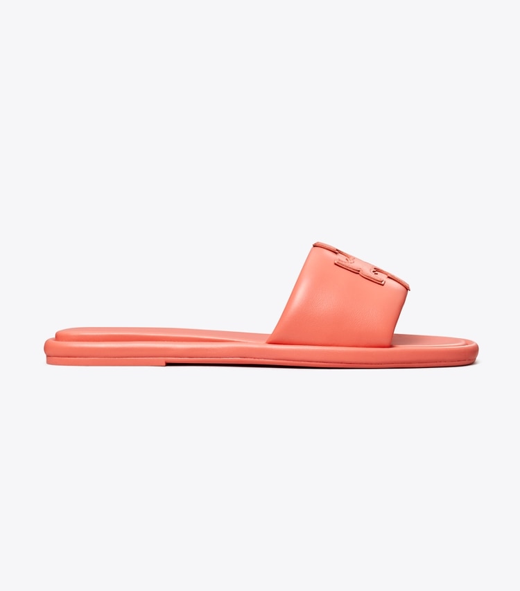 Tory Burch designer sandals Double T Sport Slide in Coral Crush side