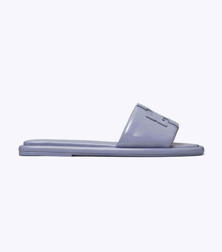 Tory Burch designer sandals Double T Sport Slide in DARK LOTUS  angle