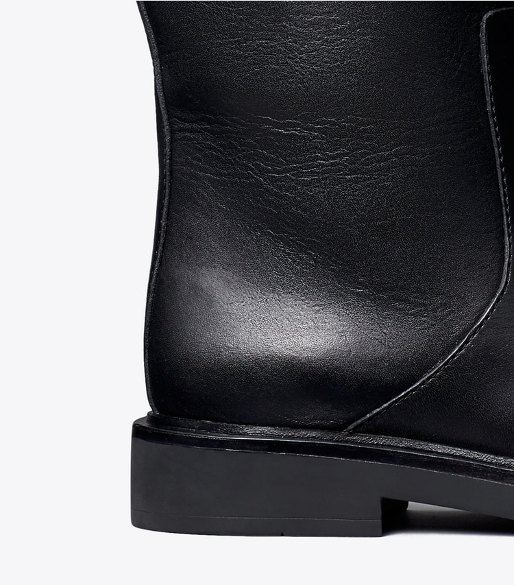 Tory Burch designer knee boots Double T Utility Boot in PERFECT BLACK detail