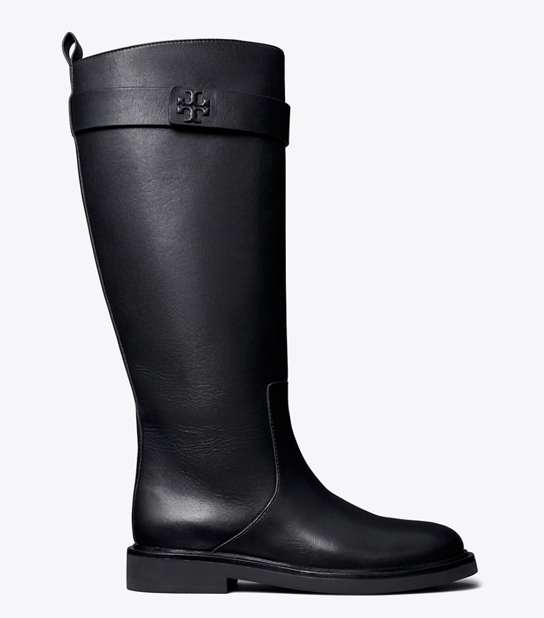 Tory Burch designer knee boots Double T Utility Boot in PERFECT BLACK angle