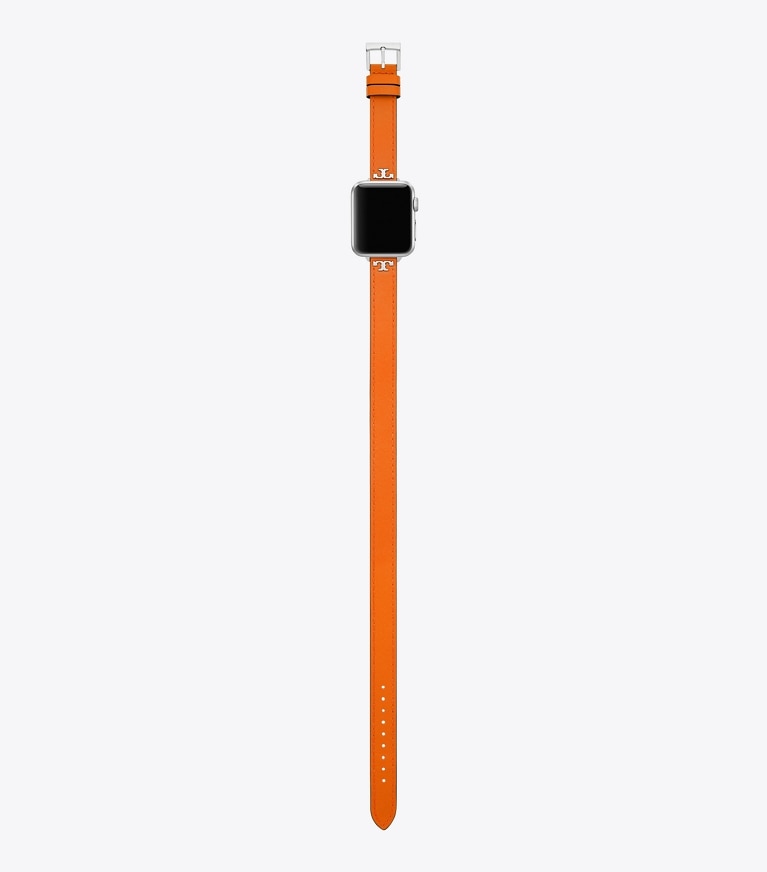 Tory Burch designer smart watches Double Wrap T Band for Apple Watch® in ORANGE/LUGGAGE front
