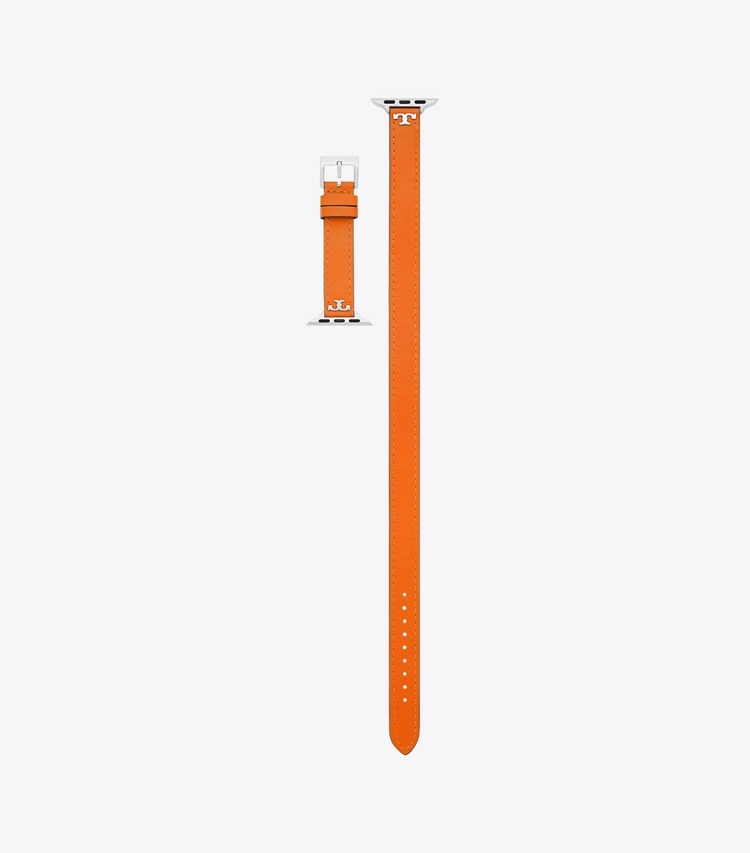 Tory Burch designer smart watches Double Wrap T Band for Apple Watch® in ORANGE/LUGGAGE side