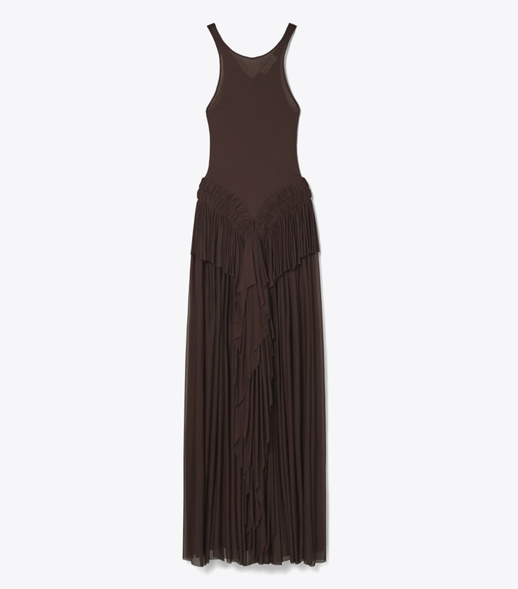 Tory Burch designer dresses Draped Jersey Dress in Spiced Chocolate front