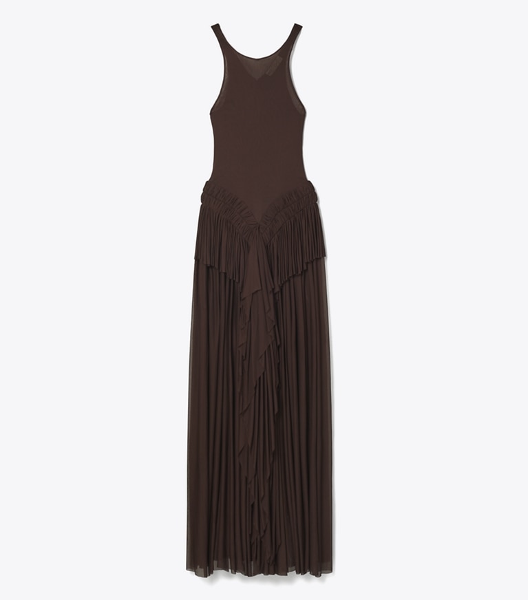 Tory Burch designer dresses Draped Jersey Dress in Spiced Chocolate front