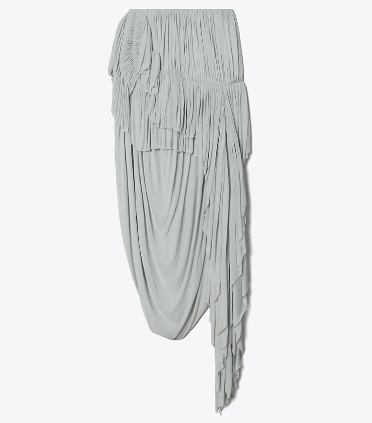 Tory Burch designer bottoms Draped Jersey Skirt in Fossil Gray front