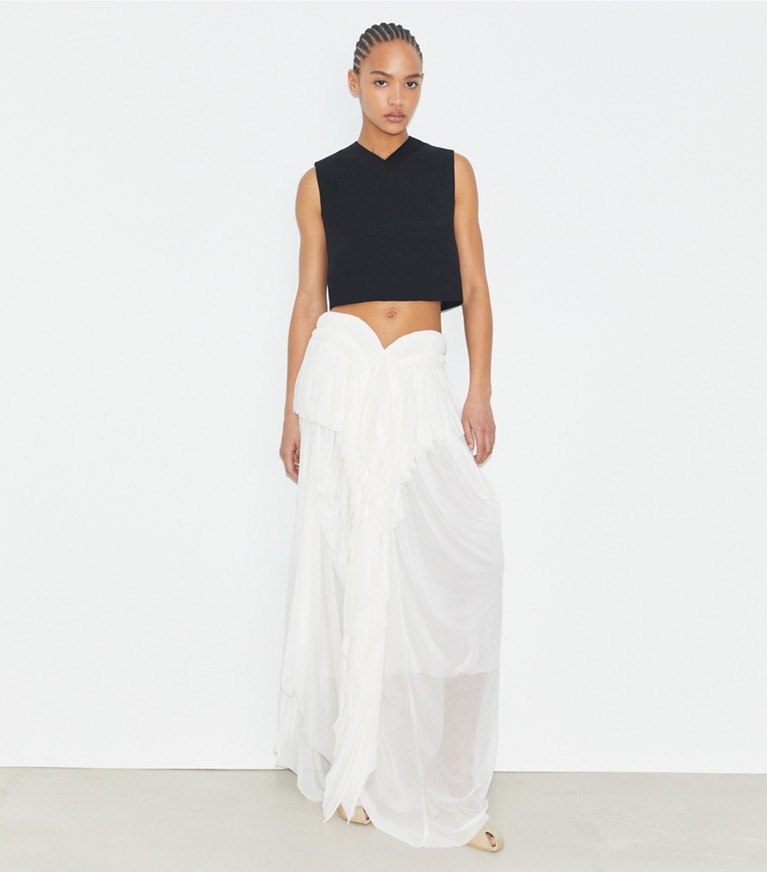 Tory Burch designer bottoms Draped Jersey Skirt in Marshmallow front