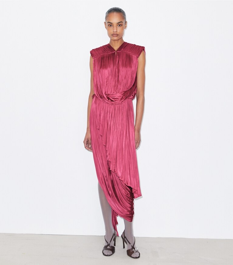 Tory Burch designer kleider Drapiertes Jerseykleid in Cranberry front