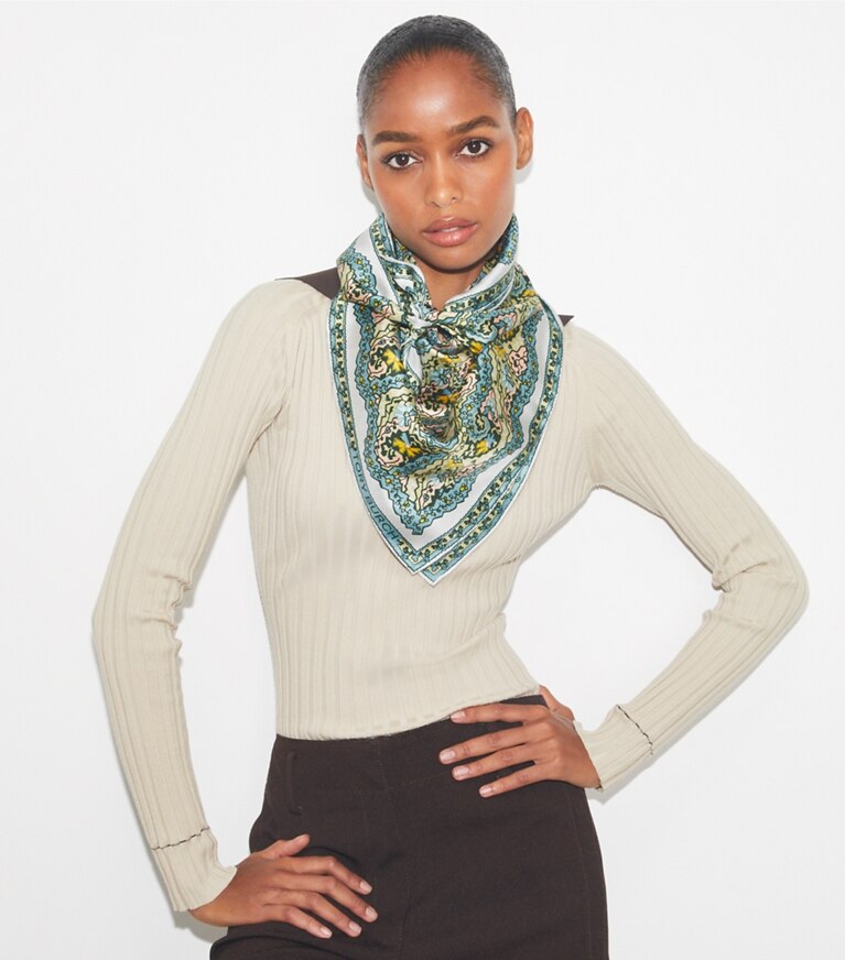 Tory Burch designer scarves Dream Paisley Silk Square Scarf in Dream Paisley overhead
