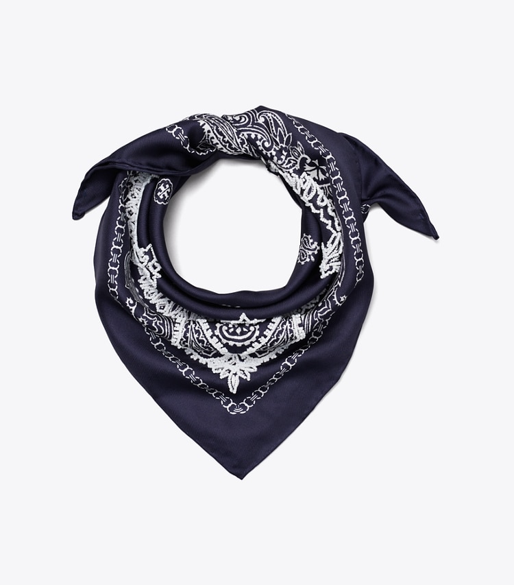 Tory Burch designer schals Dreieckiges Bandana-Tuch mit Perlen in Blue folded