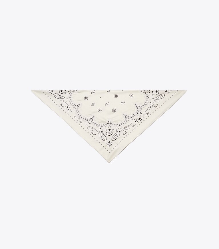 Tory Burch designer schals Dreieckiges Bandana-Tuch mit Perlen in Ivory von oben