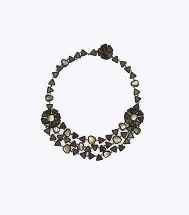 Tory Burch designer halsketten Dreireihige Curiosity Halskette aus Kunstharz in Black front