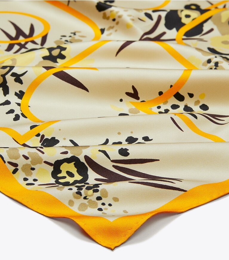 Tory Burch designer scarves Drip Bouquet Neckerchief in Orange overhead