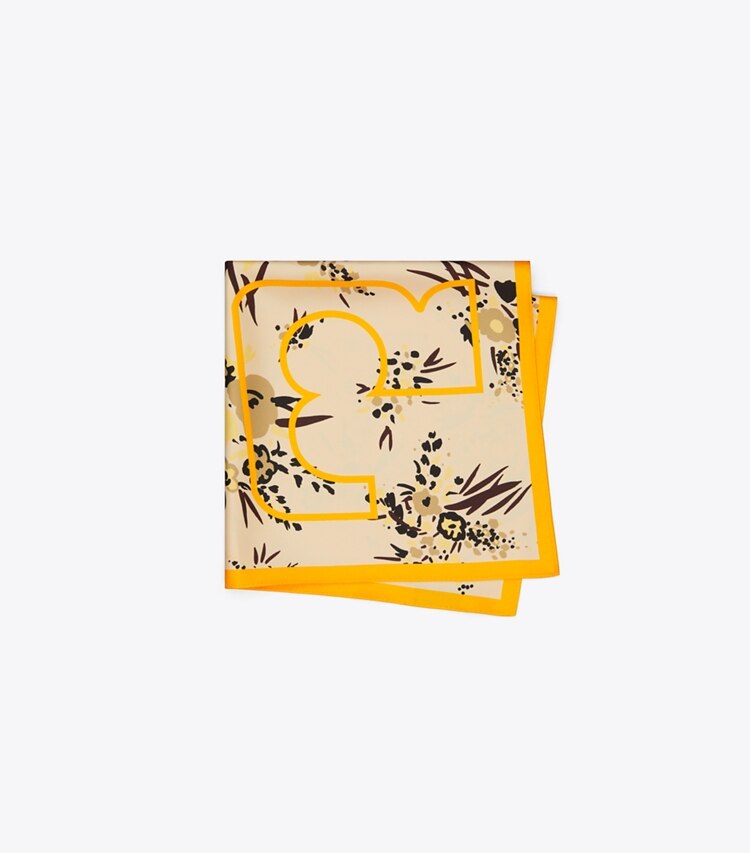 Tory Burch designer scarves Drip Bouquet Neckerchief in Orange folded