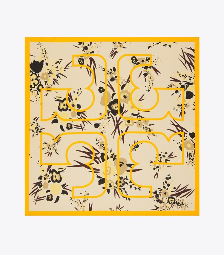 Tory Burch designer scarves Drip Bouquet Neckerchief in Orange overhead