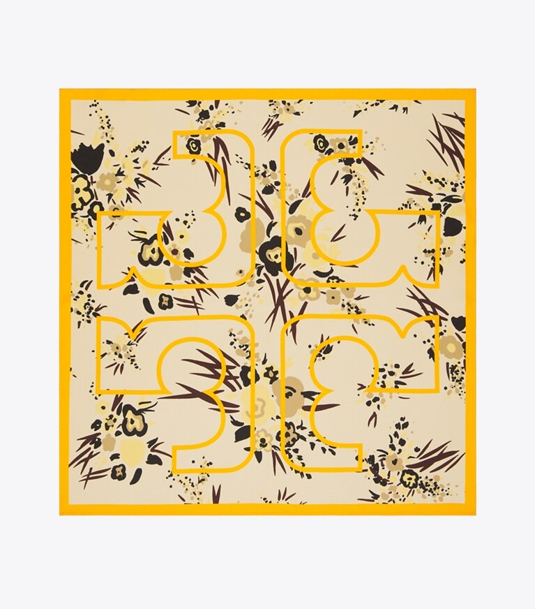 Tory Burch designer scarves Drip Bouquet Neckerchief in Orange overhead