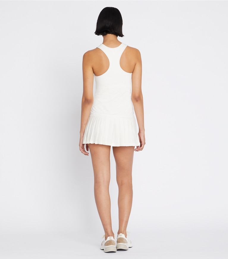 Tory Sport designer dresses Drop-Waist Tennis Dress in Snow White / Snow White front