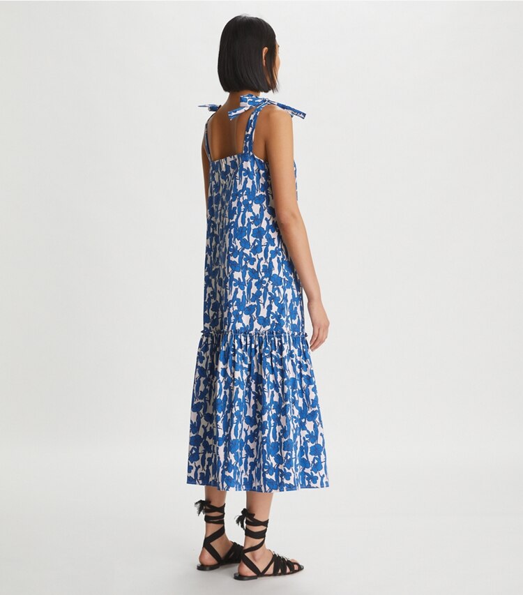 Tory Burch designer coverups Drop Waist Tie-Shoulder Dress  in HAWAIIAN DREAMERS on model back