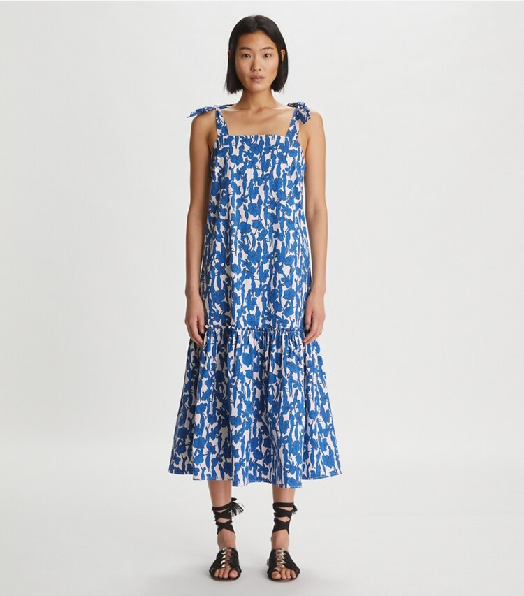 Tory Burch designer coverups Drop Waist Tie-Shoulder Dress  in HAWAIIAN DREAMERS on model front