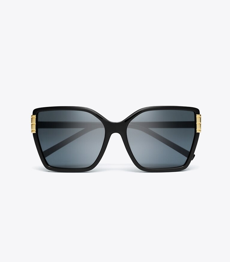 Tory Burch designer sonnenbrillen & brillen Eckige Eleanor Oversize-Sonnenbrille in BLACK/DARK GREY front