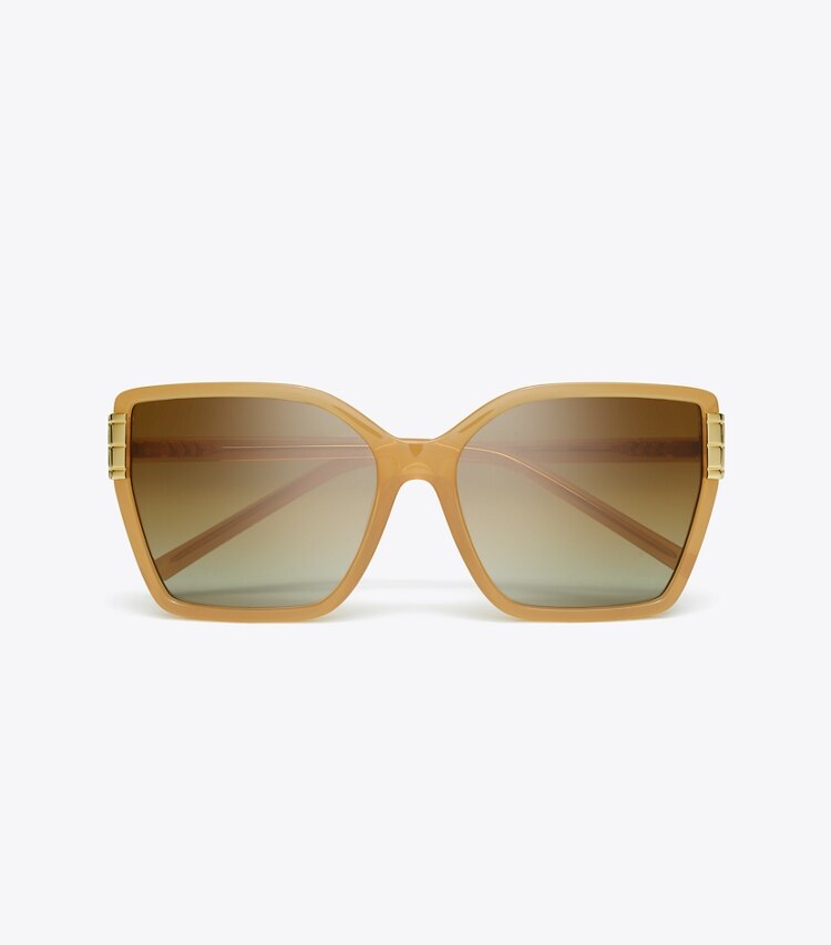 Tory Burch designer sonnenbrillen & brillen Eckige Eleanor Oversize-Sonnenbrille in MILKY BROWN/BROWN POLAR von oben