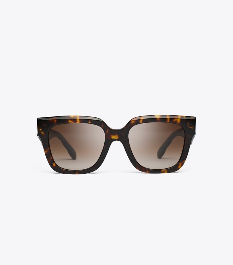 Tory Burch designer sonnenbrillen & brillen Eckige Kira Sonnenbrille in DARK TORTOISE/BROWN GRADIENT front