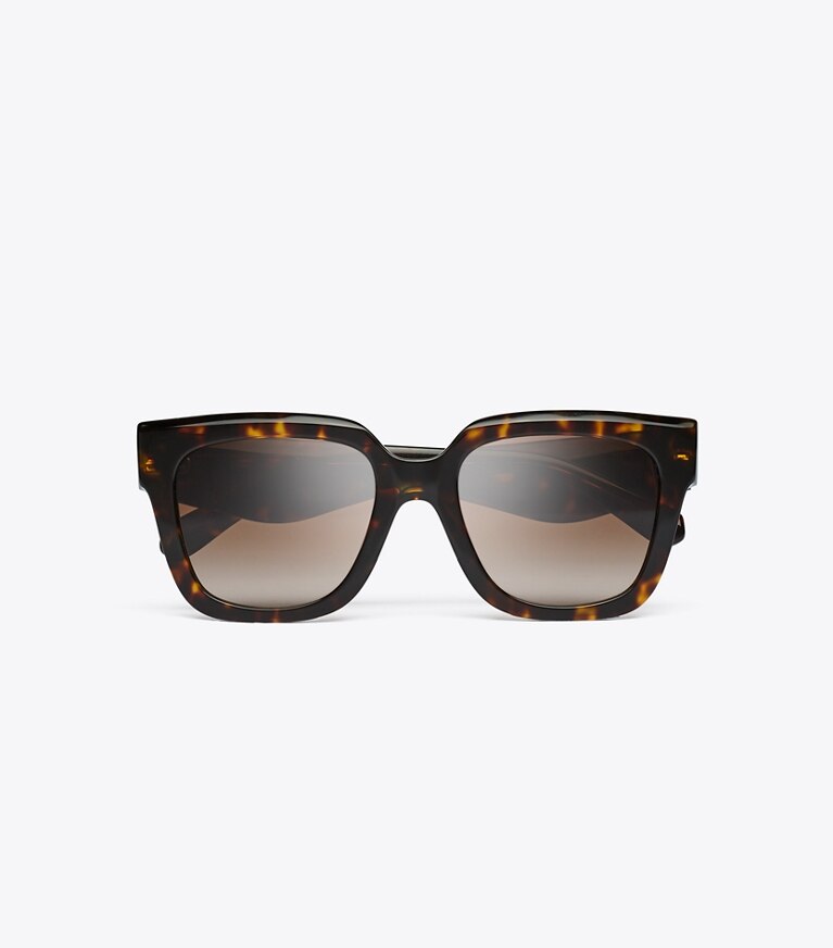 Tory Burch designer sonnenbrillen & brillen Eckige Kira Sonnenbrille in DARK TORTOISE/BROWN GRADIENT von oben