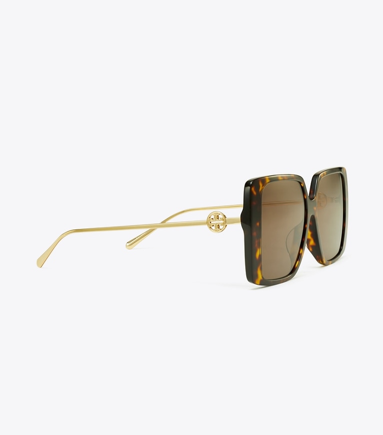 Tory Burch designer sonnenbrillen & brillen Eckige Miller Oversize-Sonnenbrille in DARK TORTOISE/DARK BROWN front